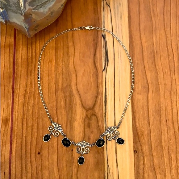 Sterling Silver and Onyx Necklace - Picture 2 of 4